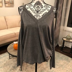 Grey off the shoulder long sleeve